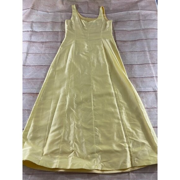 Vintage Donna Morgan Women's Yellow Embellished Satin Maxi - 12 - Picture 11 of 13